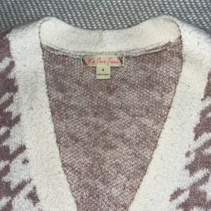 Women’s Boutique Pink Cream Houndstooth Long Sleeve Knit Sweater Sz Sm thumbnail 3