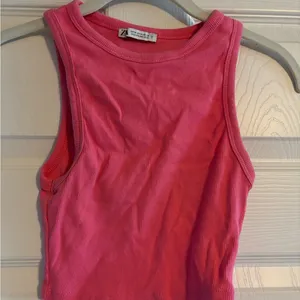ZARA Crop Rib Halter Tank Pink thumbnail 2