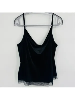 Maeve Halsey Camisole Black Velvet Cowl Neck Tank Top Size XL thumbnail 3
