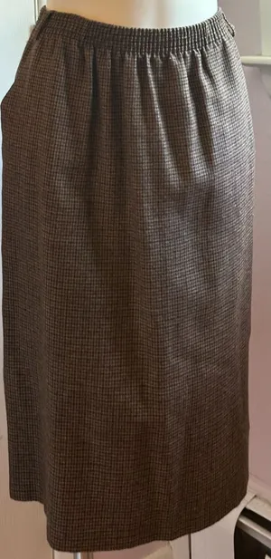 Briggs New York Color Browns Black Houndstooth Elastic Waist Midi Skirt Sz 12 thumbnail 1