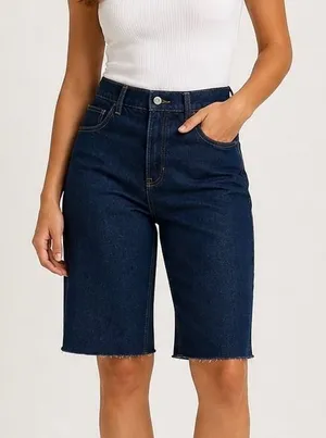 Free People We The Free Jam Session Relaxed Denim Capri Dark Wash Raw Hem Sz 28 thumbnail 1