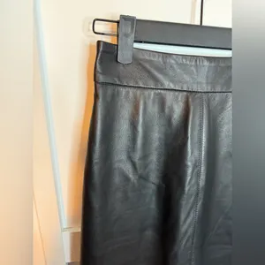 G. label By Goop Black Leather Samira Midi Skirt thumbnail 8