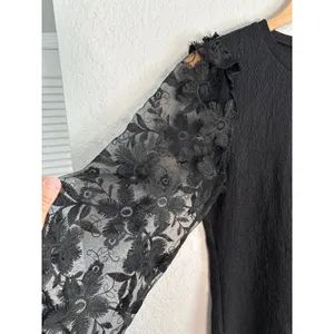 NEW Black Lace Sheer Long Sleeve Witchy Blouse Top Small Whimsygoth Halloween thumbnail 4