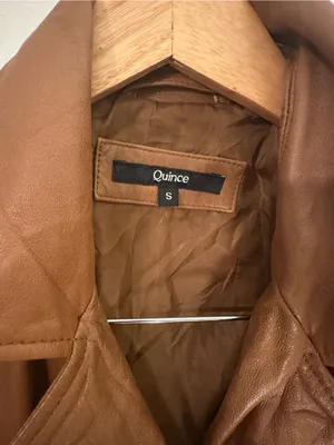 Quince 100% Leather Motorcycle Jacket dark cognac brown small thumbnail 3