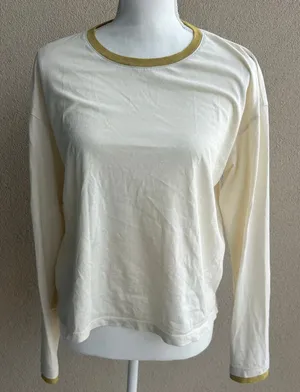 Bombas 100% Cotton Cream Longsleeve Colorblock Lightweight Size Large thumbnail 1