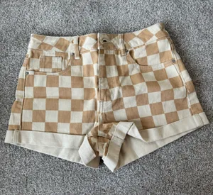 PacSun Checkered Jean Shorts thumbnail 1