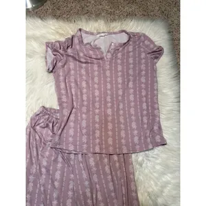 Berkshire Homewear Women's Size Small Silky Smooth Henley Pajama Set Lilac Rose thumbnail 3
