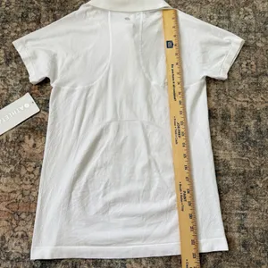 NWT Athleta Momentum Seamless Polo Tee White Short Sleeve Quarter Zip Shirt S thumbnail 5