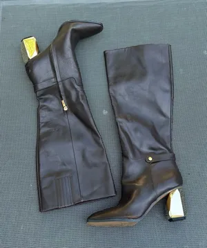 Franco Sarto Tiera Brown Leather High Shaft Heeled Boots‎ size 10 thumbnail 1