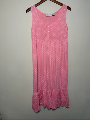 Vintage Honors Pink Polka Dot Nightgown Medium Sleepwear thumbnail 2