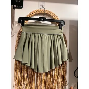Aerie OFFLINE Real Me Pleated Preppy Tennis Skirt Skort Olive Green Size XS thumbnail 2