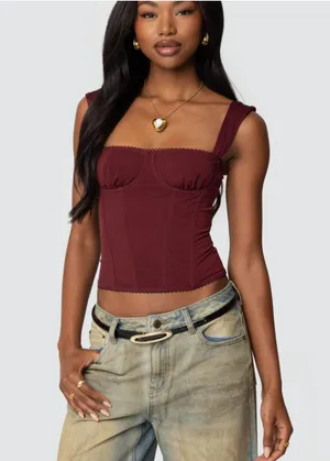 Marcella Wide Strap Edikted Mesh Corset thumbnail 1