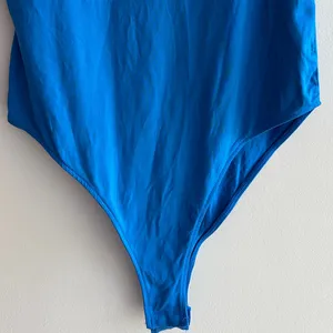 ZARA Bright Blue Highneck Racerback Tank Bodysuit, Size Large thumbnail 3