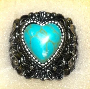 Turquoise Heart Jewelry Set Blue thumbnail 4