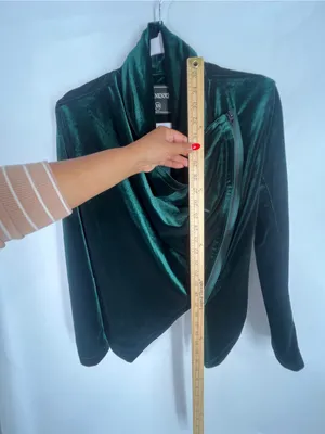 Blank‎ NYC Emerald Green Velvet Draped Open Front Blazer thumbnail 11