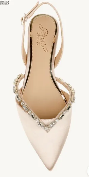 Jewel Badgley Mischka Champagne Camden Pointed Flat Dress Shoes Sz 6 NEW $99 thumbnail 1