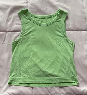 Athleta Limitless Seamless Tank Top Lime Green‎ Cropped Athletic Training Shirt thumbnail 1