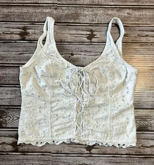 Abercrombie & Fitch Fairycore White Eyelet Lace-Up Crop Top Size XS thumbnail 1