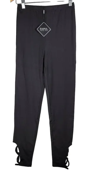 Zaful Black Stirrup Leggings Pants Womens Size M‎ Cutout Detail Stretch thumbnail 1
