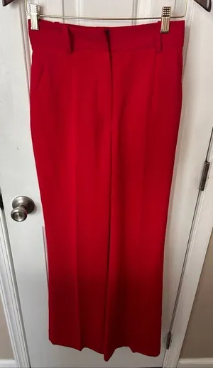 Zara red dress dress pants wide leg high waisted size extra small thumbnail 1