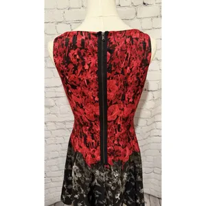 Gabby Skye red & black floral fit & flare Sleeveless dress knee length Size 6 thumbnail 6