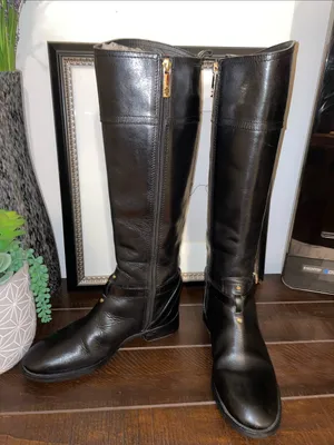 Tory Burch Brita Black Leather Tall Riding Boots Size 6M EUC thumbnail 5