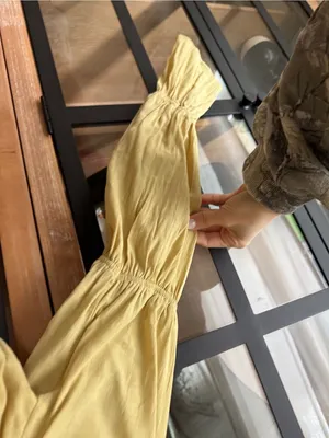 Kittenish mini dress long sleeve cutout vneck open back mustard butter tie front thumbnail 6