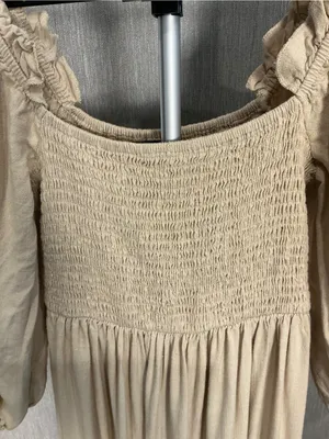 Women’s Cream Smocked Off-Shoulder Maxi Dress Size 2 thumbnail 7
