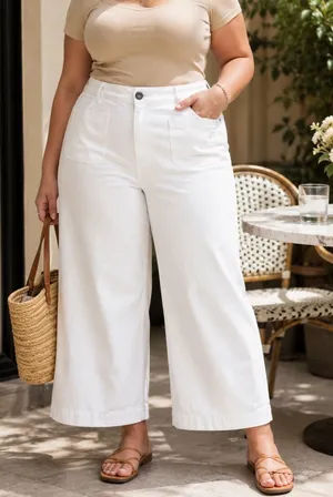 Maeve Anthropologie The Colette Wide Leg Crop Pants Women 16W White thumbnail 1