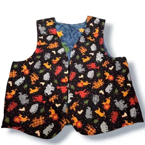 Handmade Vintage Noahs Ark Reversible Vest Folk Art Animals Whimsical 90s Layr thumbnail 3