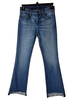 J Brand Jeans Womens 24 Blue Denim Faded Chewed Hem Flare Leg‎ Streetwear Edgy thumbnail 1