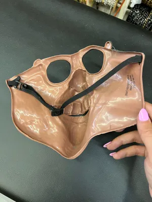 Gothic horror mask with yellow teeth and black glasses thumbnail 2