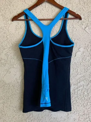 DYLN Blue and Black Razorback Workout Tank Top thumbnail 5