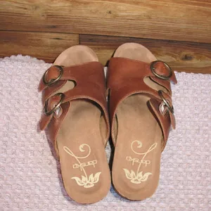 Dansko Womens 7 Fern Leather Platform Wedge Buckle Sandals Shoes thumbnail 4