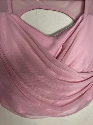 Laslulu Pink Mesh Crop Top Double Lined Athletic Back Cutout Top thumbnail 3