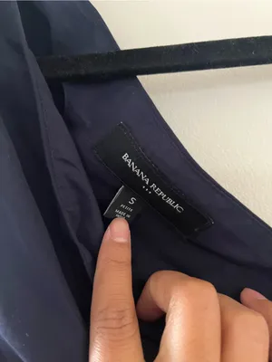 Banana Republic Navy Blue One Shoulder 100% Cotton Poplin Midi Dress Small Beach thumbnail 5