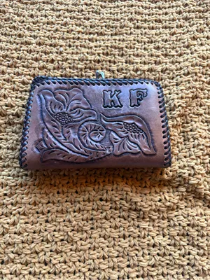 Handmade Vintage Tooled Leather Floral Kiss Lock Wallet Coin Purse thumbnail 7