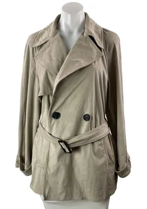 Zara Beige Long Sleeves Buckle Belt Double Breasted Trench Coat Jackets Size M thumbnail 1