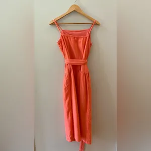 Gap Coral Sleeveless Tie Waist Linen Blend, EUC Size Small thumbnail 3