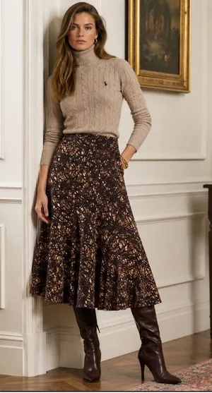 Vintage 90s Jones‎ New York 100% Silk Long Skirt 12P Fairy Boho Y2K Earth Tones thumbnail 1