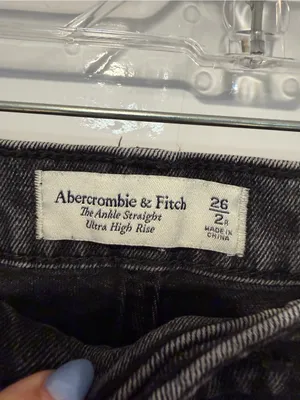 High-Rise Abercrombie and Fitch Straight‎ Black Jeans thumbnail 2