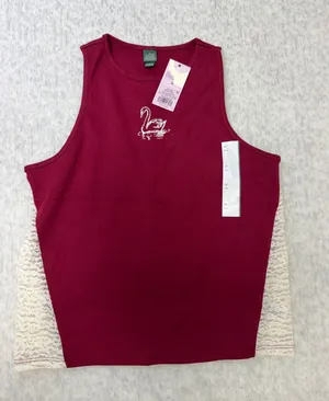 Wild Fable Burgundy Swan Graphic Tank Top Lace Side Panels‎ Womens Size M New thumbnail 1