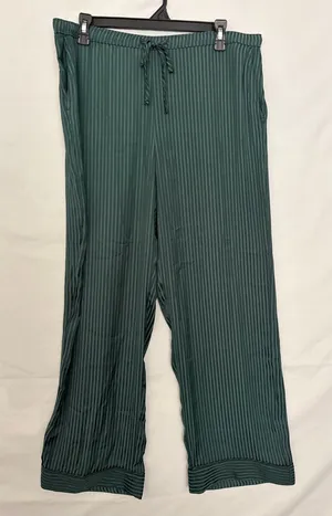 GapBody Satin PJ Pant M Green Stripe Pajama Pants Elastic Drawstring NWT(A911) thumbnail 1