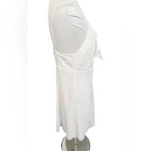 Alice + Olivia White Roe Tie Front Textured Mini Flare Slip Dress Size 12 NEW thumbnail 8