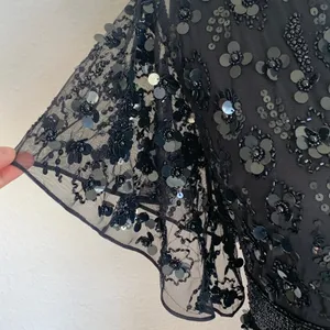 NEW Mac Duggal Sz 4 One Shoulder Flower Sequin Embellished‎ Gown in Black thumbnail 7