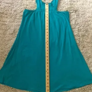 Celebrity Pink turquoise green halter top/dress. Handmade flowers . Size Large. thumbnail 8