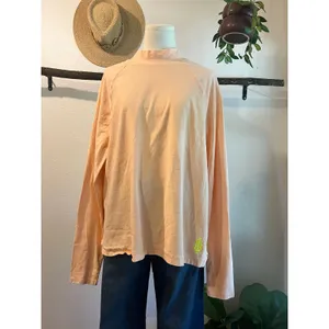 Free People Peach Cotton Restortation Long Sleeve Cotton Top Size Small thumbnail 4