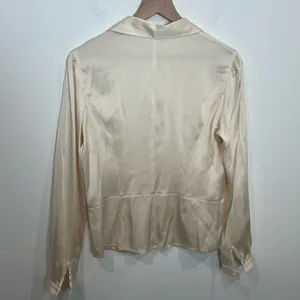 Semantiks Light Cream Stretch Silk Collared Long Sleeve Blouse thumbnail 5