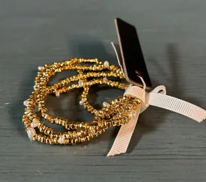 J. Crew Gold Beaded Stretch Bracelet Set with Ribbon Accent - New $54.50 thumbnail 1