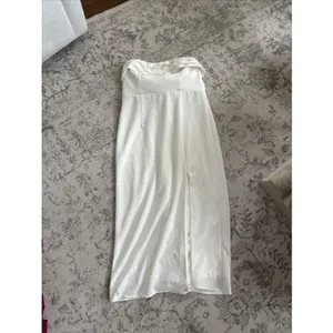 Lulus Fabulous Phenomenon White Strapless Bow Midi Dress Size XL Bridal Zip thumbnail 7
